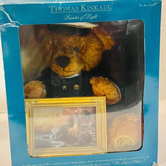 Thomas Kinkade Light of Peace Bear with Framed Painting Dakin Artist Collection